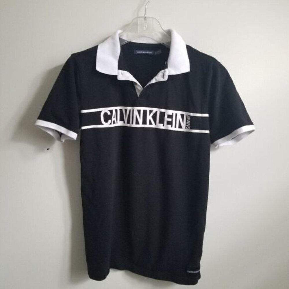 CALVIN KLEIN jeans | polo shirt black white sz